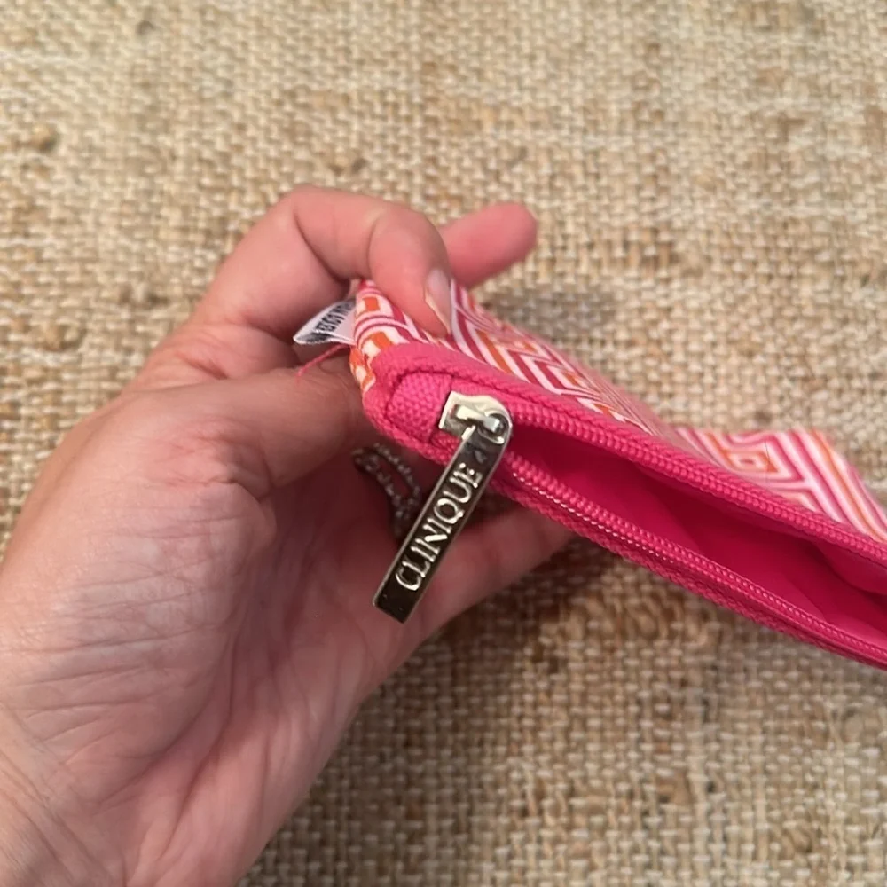 NEW Jonathan Adler pink orange geometric cosmetic bag
